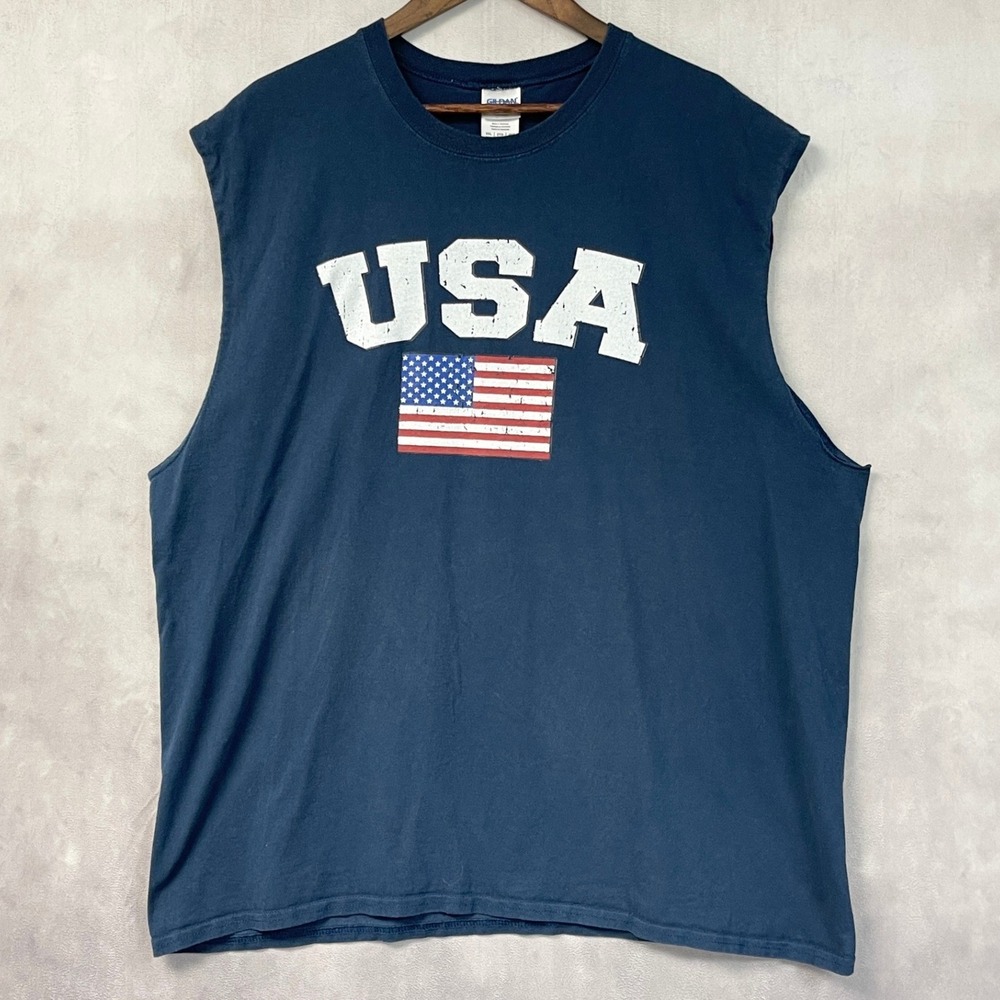 USA American Flag Mens Sleeveless Shirt 2XL Patriotic Americana Streetwear